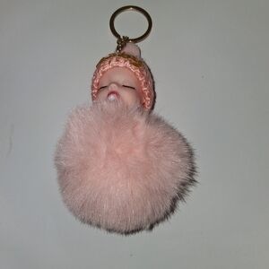 Pink Fluffy Baby Doll Keychain